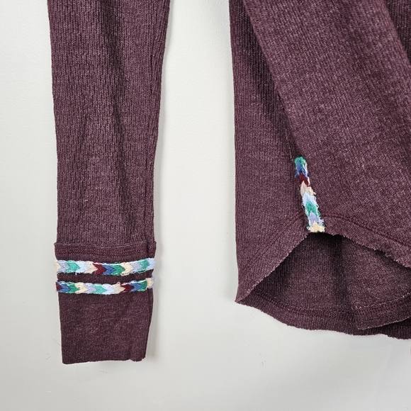 Free People Rainbow henley thermal top Wine - Picture 8 of 16